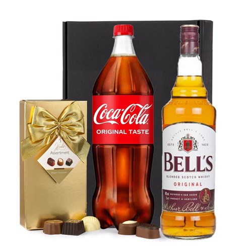 Bells Blended Scotch Whisky 70cl with Coca-Cola & Chocolates Gift Box | Spirit Mixer Set